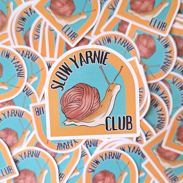 Slow Yarnie Club gehaakte breivezel spinnen ambachtelijke sticker