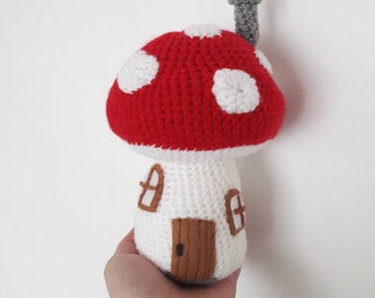 Crochet Toadstool House PATTERN - UK terms - fairy gnome mushroom house