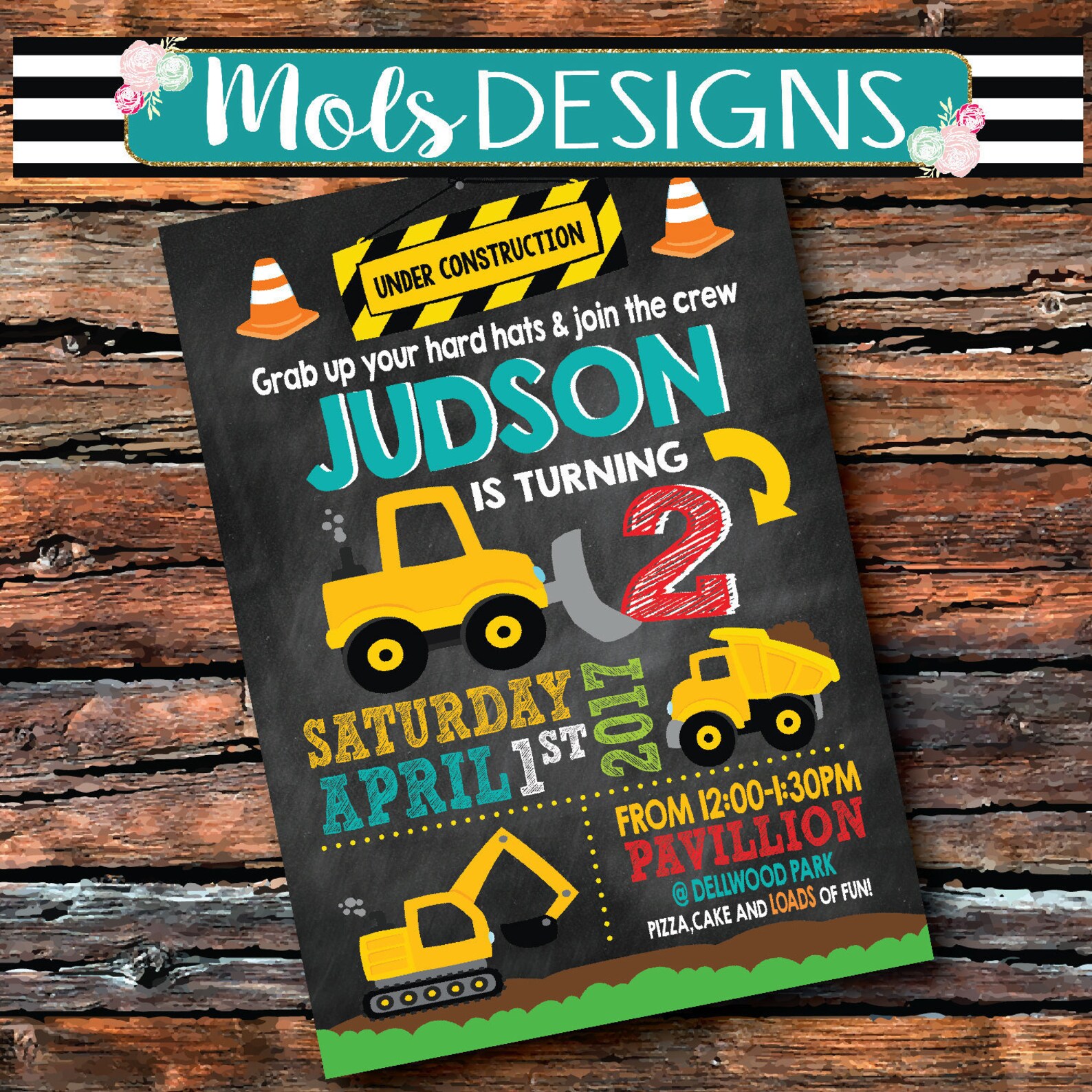 Any Color CONSTRUCTION CREW CHALKBOARD Birthday Dump Truck Etsy