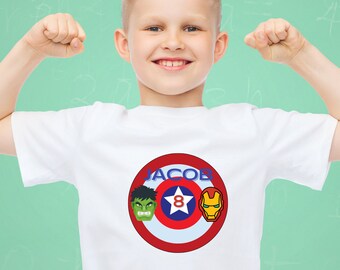 Superhero Avengers inspired Personalised Birthday T-shirt - Children's Birthday Superhero