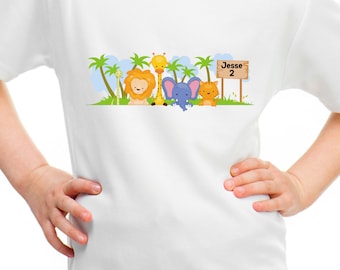 Dschungel Tier Motiv Kindergeburtstag T-Shirt - Dschungel Geburtstagsthema