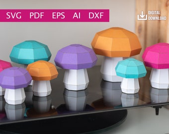 Low Poly Mushroom - Digital Download (Ai, PDF, DXF, SVG, eps)