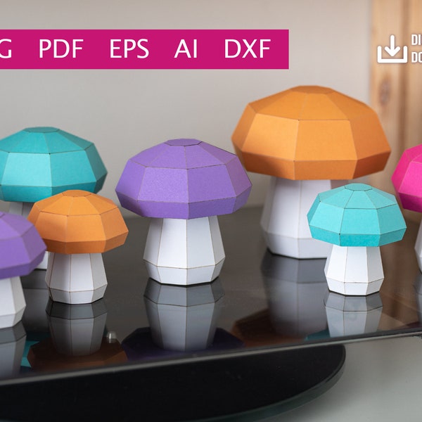 Low Poly Mushroom - Digital Download (Ai, PDF, DXF, SVG, eps)