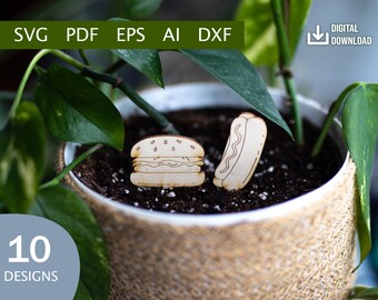 Wooden Plant Decor Markers Vol 3 - Digital Download (Ai, PDF, DXF, SVG, eps)