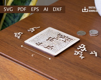Wooden 4 x 4" Maze Puzzle - Digital Download (Ai, PDF, SVG, EPS, dxf)