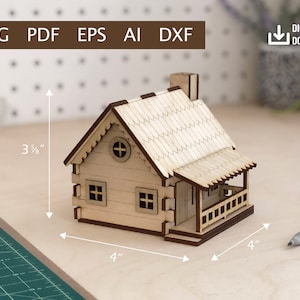 Small Wooden Cabin Cut Files - Digital Download (Ai, DXF, SVG, EPS, 3DM)