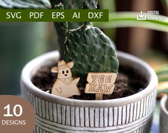 Wooden Plant Decor Markers Vol 2 - Digital Download (Ai, PDF, DXF, SVG, eps)