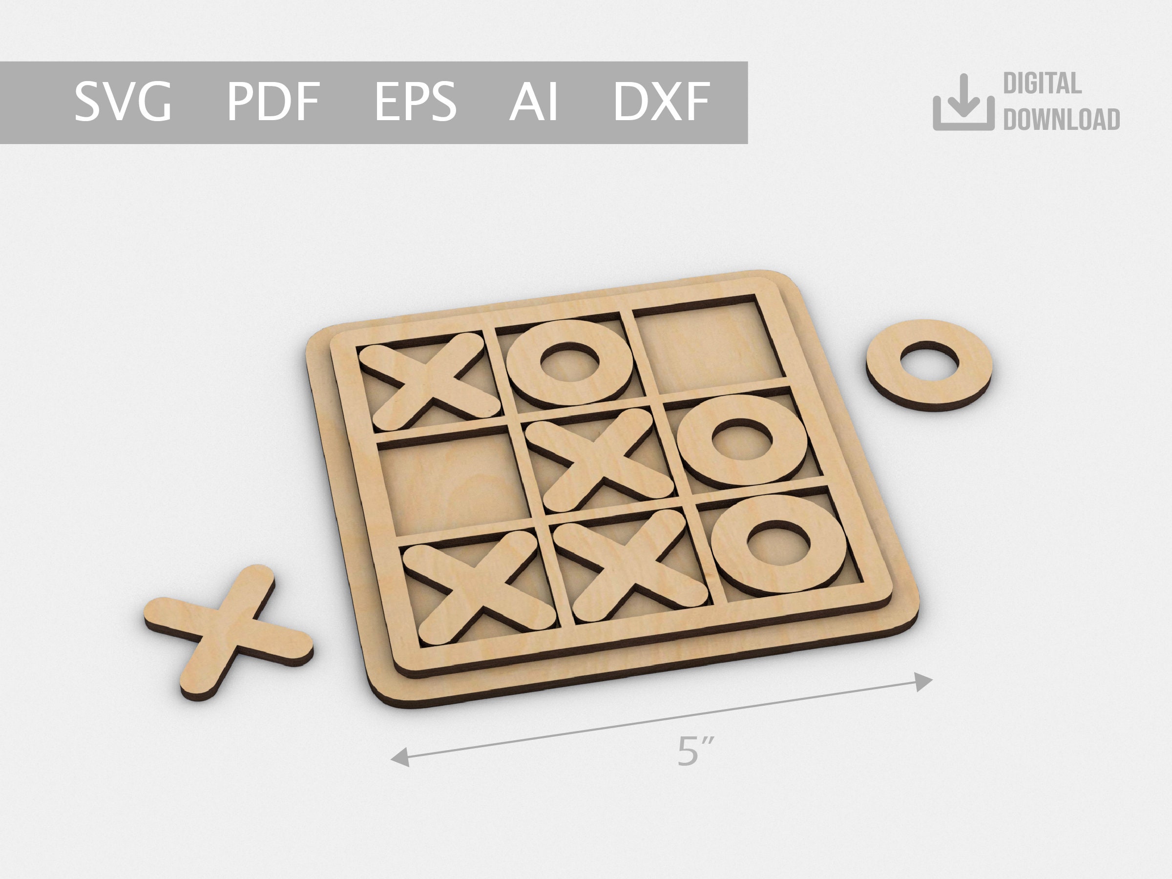 Wooden 5 X 5 Tic Tac Toe Board Digital Download 