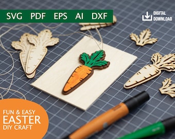 Easter Carrot Tag Craft Activity - Digital Download (Ai, PDF, DXF, SVG, eps)