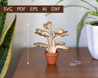 Mini Venus Fly Trap Plant - Digital Download (Ai, PDF, DXF, SVG, eps)