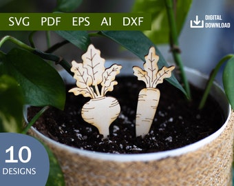 Wooden Plant Decor Markers Vol 1 - Digital Download (Ai, PDF, DXF, SVG, eps)