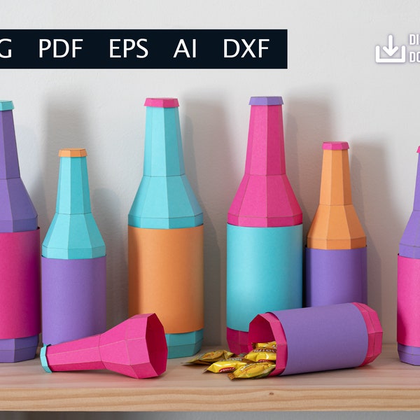 Low Poly Soda Pop Bottles - Digital Download (Ai, PDF, DXF, SVG, eps)