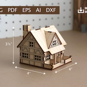 Small Wooden Cottage Cut Files - Digital Download (Ai, DXF, SVG, EPS, 3DM)