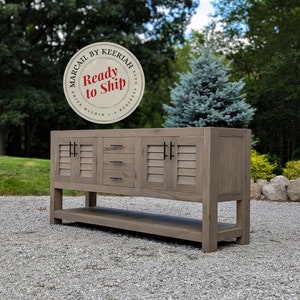 READY TO SHIP - Handmade Bathroom Vanity (72&quot;) Double Sink - White Oak (Louvered Doors) #8972-L