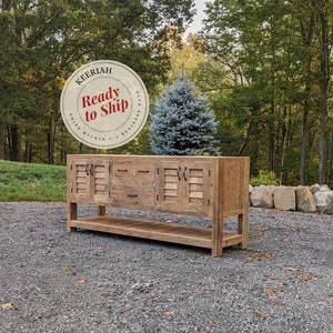 READY TO SHIP - Rustic Bathroom Vanity (72&quot;) - Reclaimed Barnwood w/Louvered Doors #7775