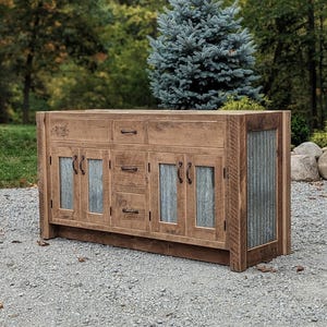 Bathroom Vanity (60&quot;) - Double Sink - Handmade Rustic  Reclaimed Barnwood Vanity w/Barn Tin   #9324