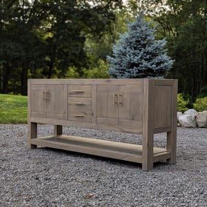 Handmade Bathroom Vanity (72&quot;) Double Sink - White Oak (Vogue Doors)  #8972-V