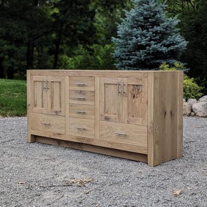 Handmade Bathroom Vanity (72&quot;) Double Sink - White Oak (Paneled Doors)  #2213-P
