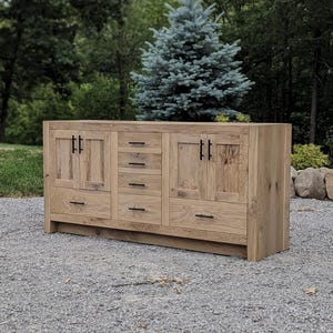 Handmade Bathroom Vanity (72&quot;) Double Sink - White Oak (Paneled Doors)  #2213-P