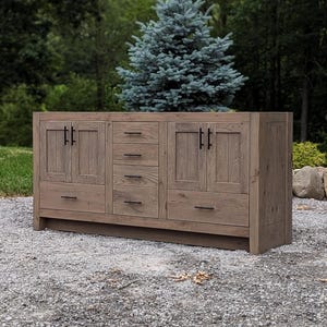 Handmade Bathroom Vanity (72&quot;) Double Sink - White Oak (Paneled Doors)  #6488-P