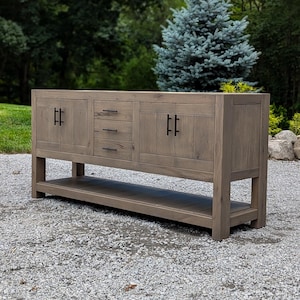 Handmade Bathroom Vanity (72&quot;) Double Sink - White Oak (Vogue Doors)  #8972-V
