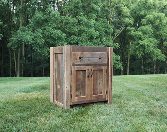 Handmade Rustic Bathroom Vanity (24") - Reclaimed Barn Wood w/Towel Bar #4287