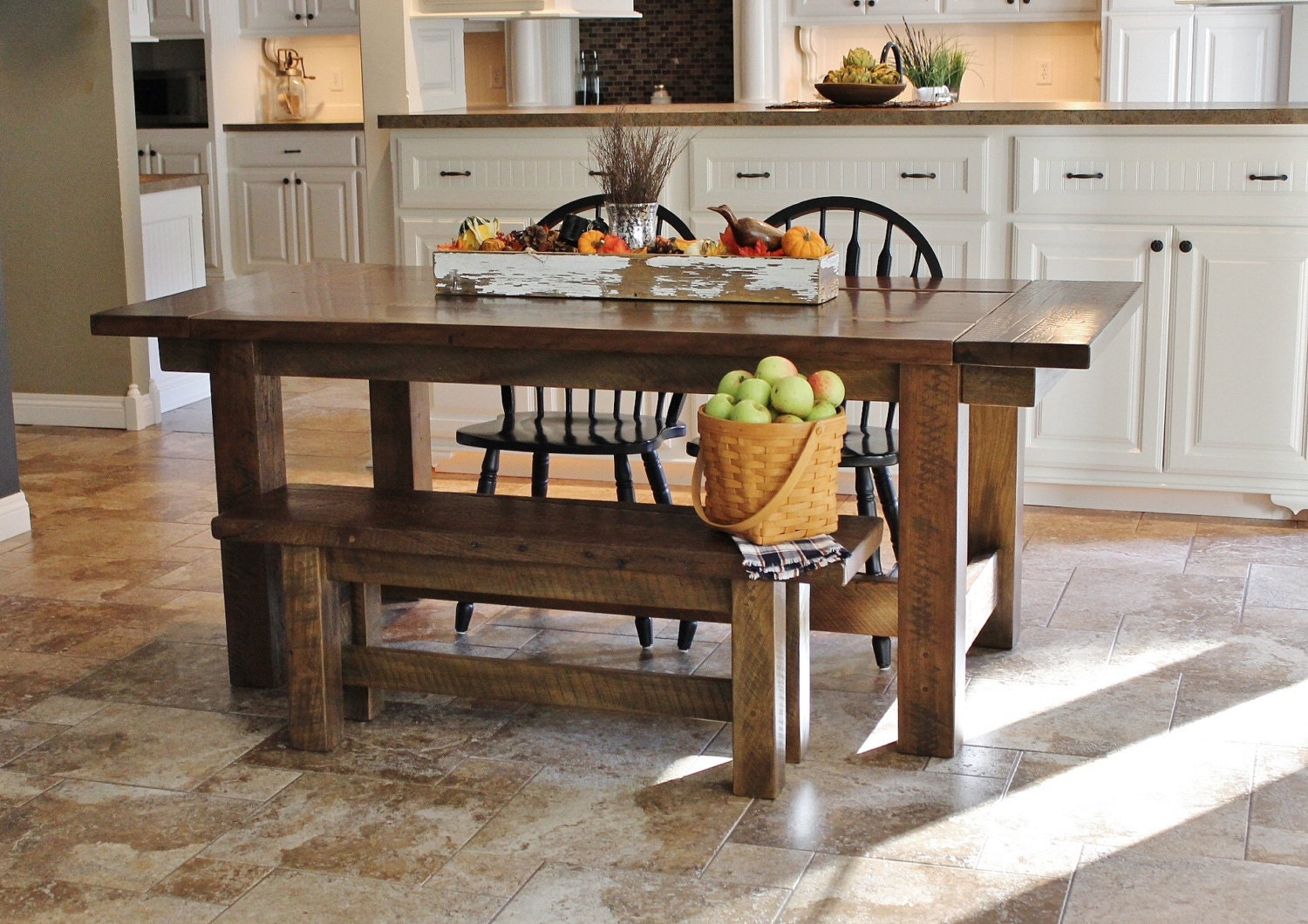 Rustic Harvest Table w/Two Removable Extensions Reclaimed Etsy