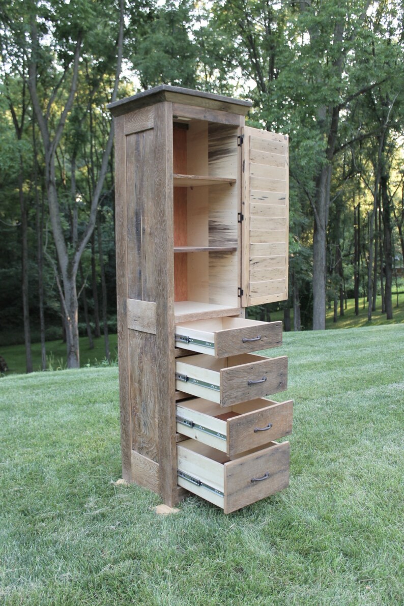 Rustic Linen Reclaimed Barn Wood W/louvered Door Etsy