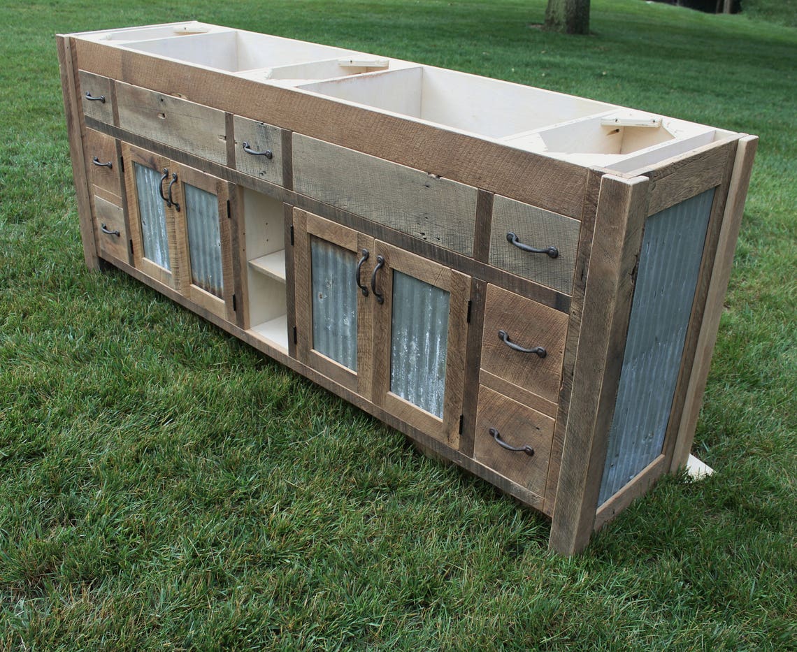Rustic Bathroom Vanity 84 Dual Sink Reclaimed Barn Etsy Canada