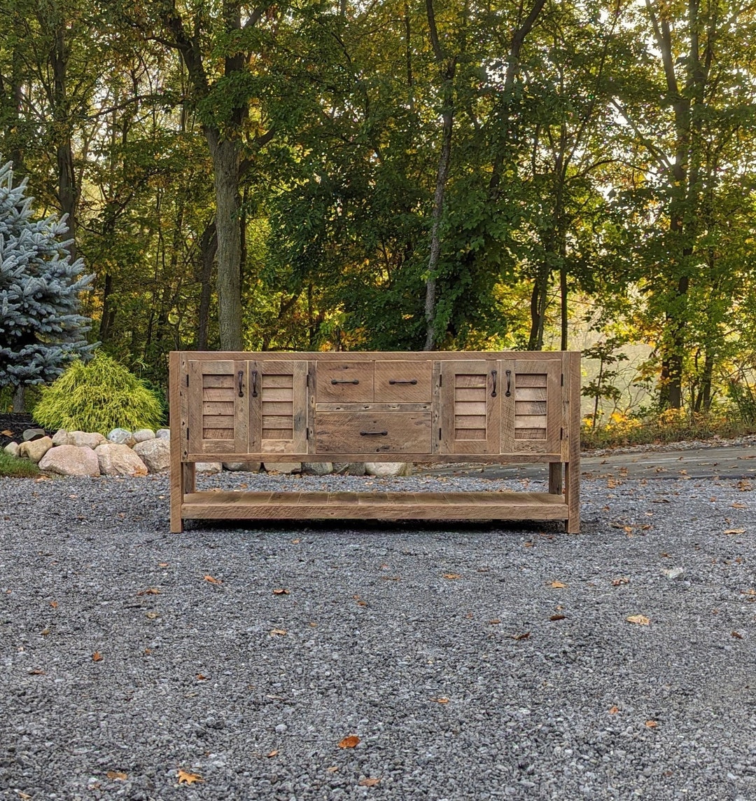 Handmade Rustic Bathroom Vanity 72 Reclaimed Barn Wood W/louvered Doors ...