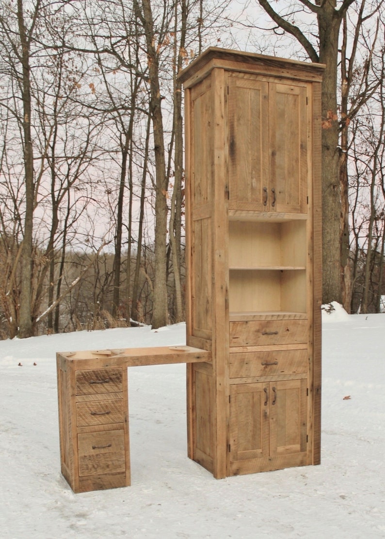Rustic Linen Cabinet W Makeup Vanity Reclaimed Barn Wood Unfinished 9055
