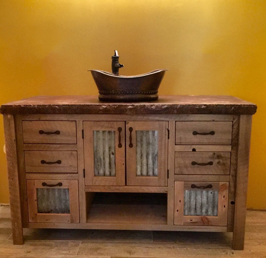 Handmade Rustic Bathroom Vanity 48 Reclaimed Barn Wood W/tin Doors 2094 - Etsy