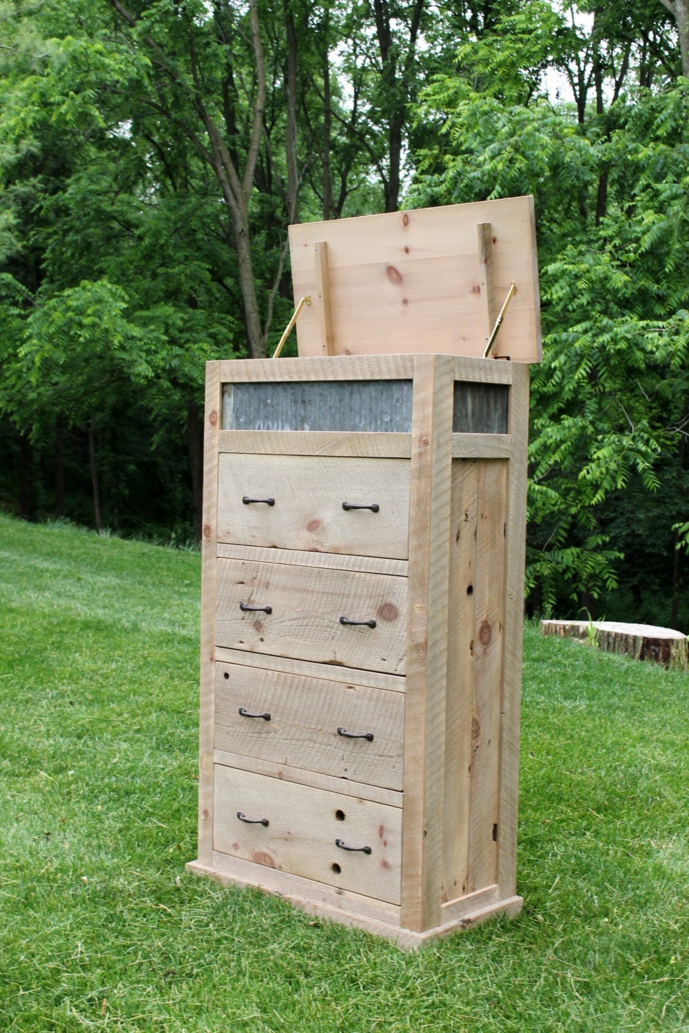 Rustic Chest of Drawers Reclaimed Barn Wood W/tin 1567 Etsy