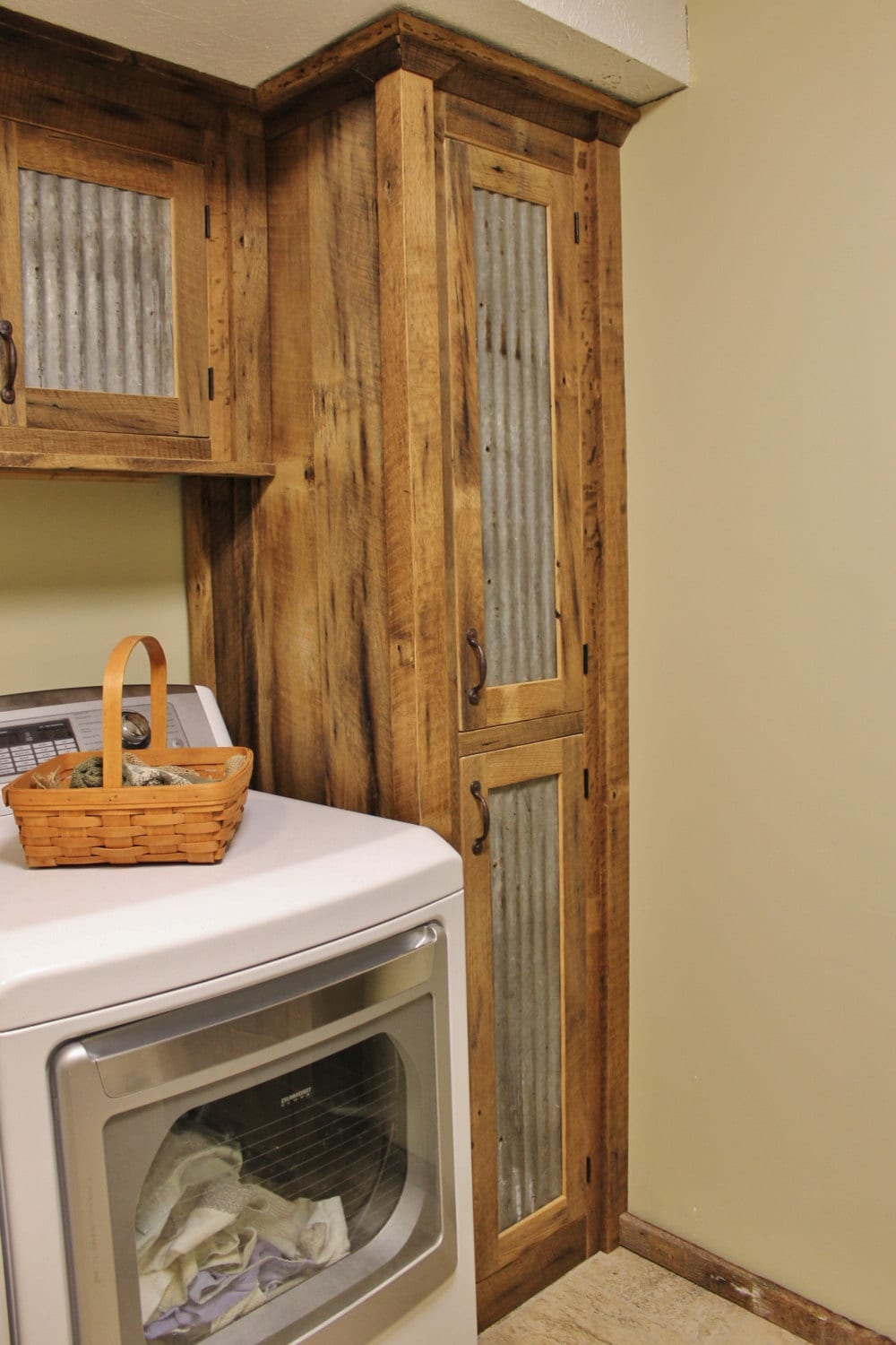 Handmade Rustic Tall Storage Reclaimed Barn Wood Cabinet W tin