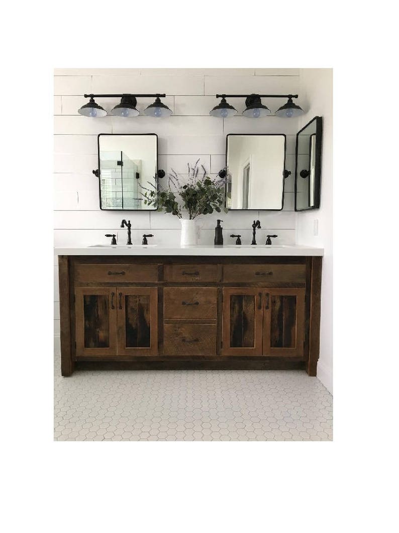 Rustic Bathroom Vanity 72 Dual Sink Reclaimed Barn Etsy