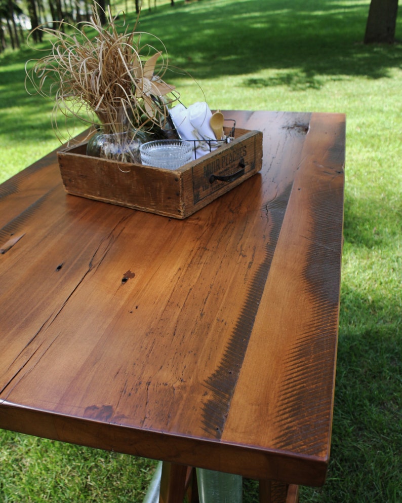 Industrial Farmhouse Table/Kitchen Island with 2 Matching ...