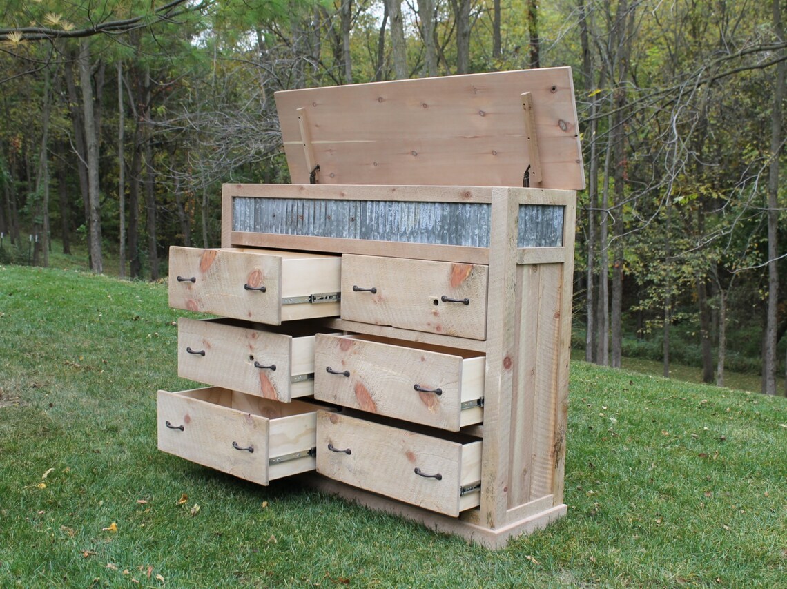 Rustic Chest of Drawers Reclaimed Barn Wood W/tin 1595 Etsy