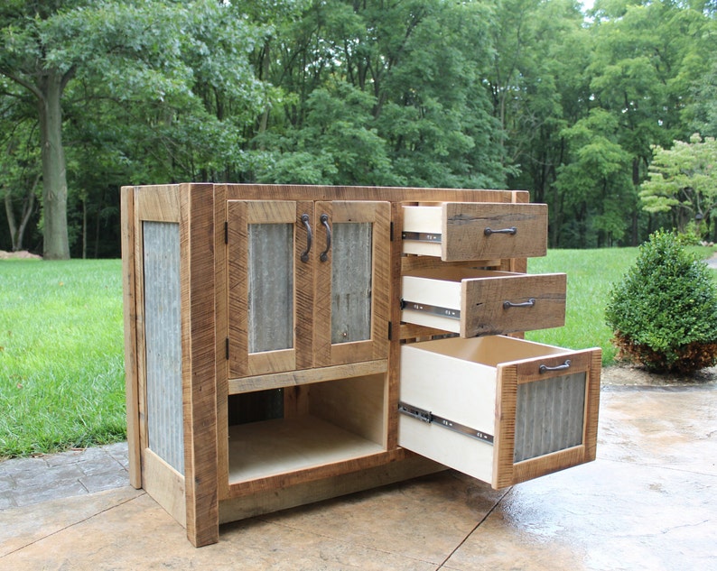 Rustic Island Reclaimed Barn Wood Island Tin Doors 3317 Etsy