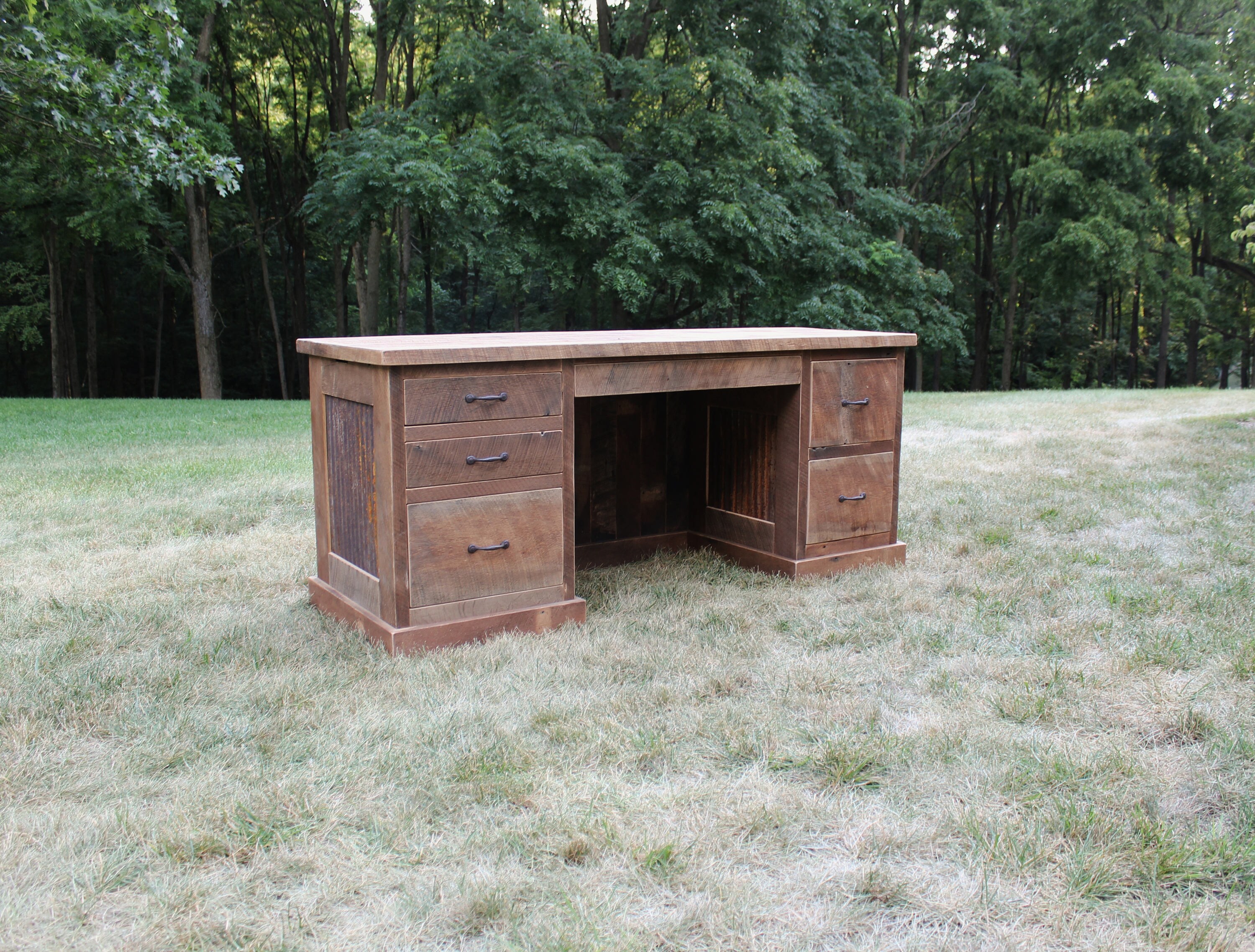 Rustic Desk Reclaimed Barn Wood w/Tin 4407 Etsy