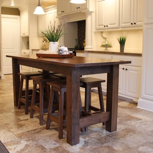 Rustic Farmhouse Bar/Island Table with 6 Barstools