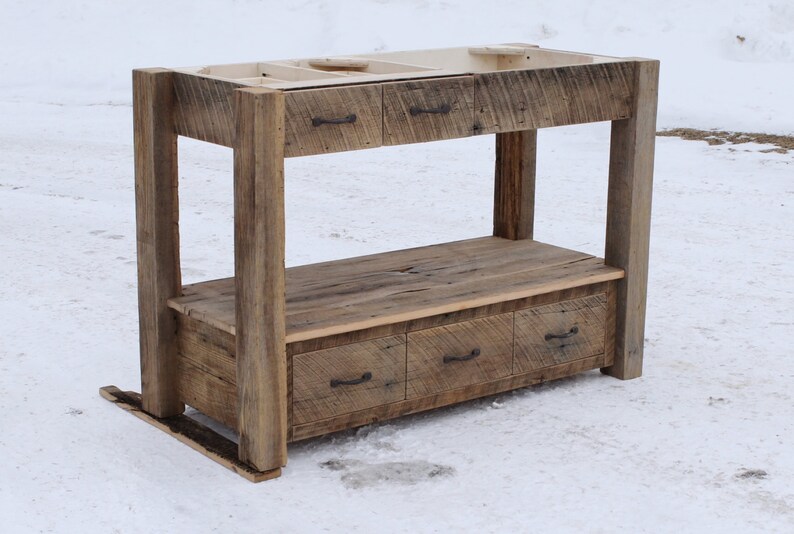 Tocador de baño rústico 48 Vanidad de madera de | Etsy