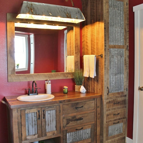 Rustic Bathroom Vanity Reclaimed Barn Wood Vanity Etsy