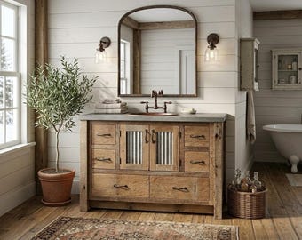 Rustic Bathroom Vanity - Reclaimed Barnwood Vanity w/Barn Tin  #2174