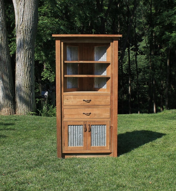 Rustic Corner Cabinet Reclaimed Barn Wood W Barn Tin 6202 Etsy