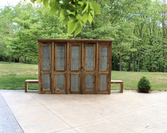 Rustic Mudroom Cabinet Tall Storage Reclaimed Barn Wood Cabinet W Tin Doors Unfinished 2783