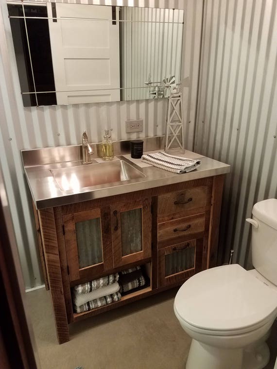 Rustic Bathroom Vanity 42 Reclaimed Barn Wood W Barn Etsy