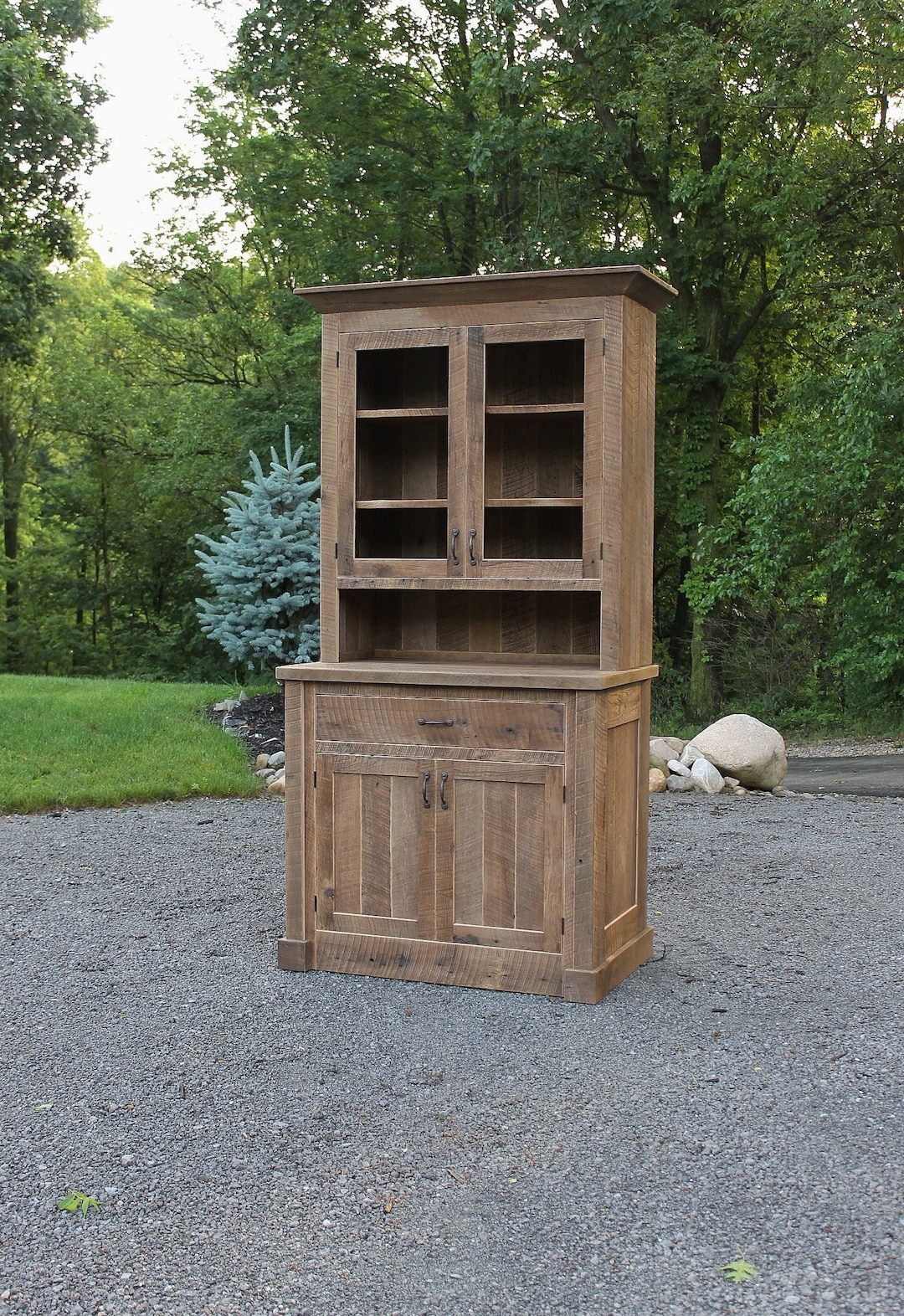 Rustic Hutch Reclaimed Barn Wood W/paneled Doors Etsy