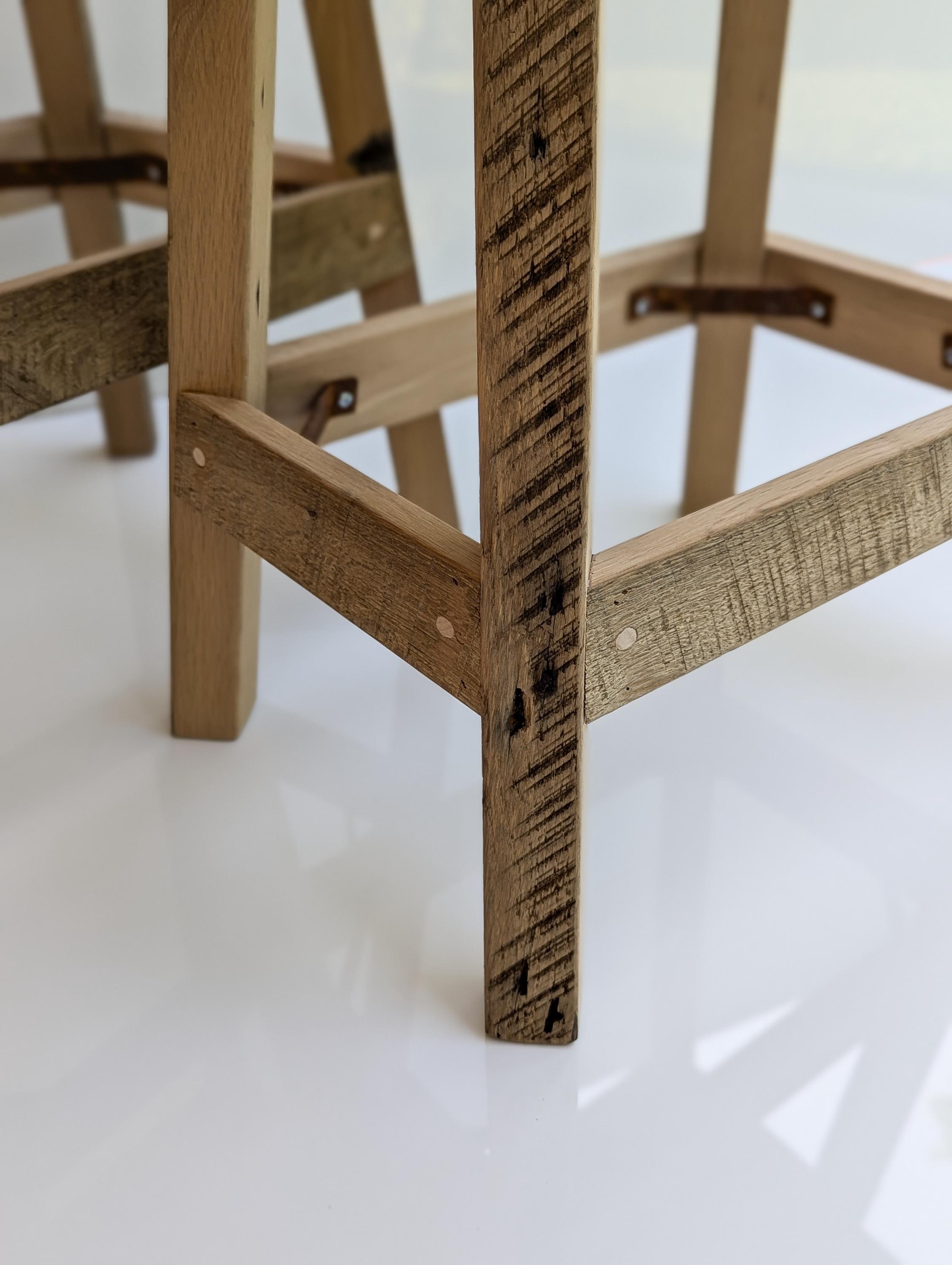 Rustic Bar Stool Reclaimed Barn Wood Raw Withsquare Top 24 Farmhouse