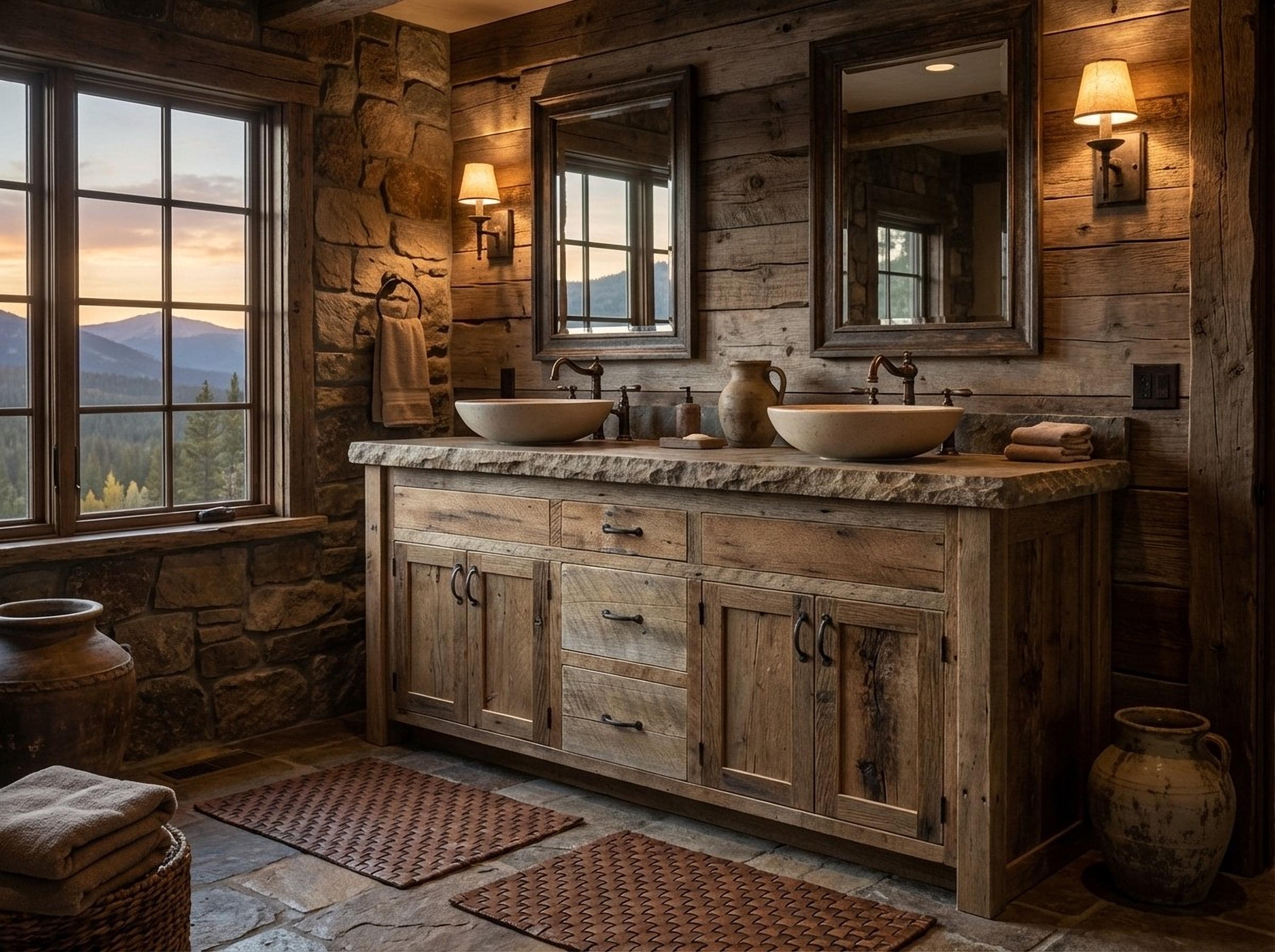 Handmade Rustic Bathroom Vanity (72\, image size:3000x2240