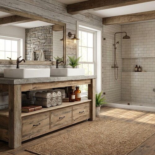 Rustic Bathroom Vanity - Reclaimed Barnwood Vanity - Farmhouse Style  #7167